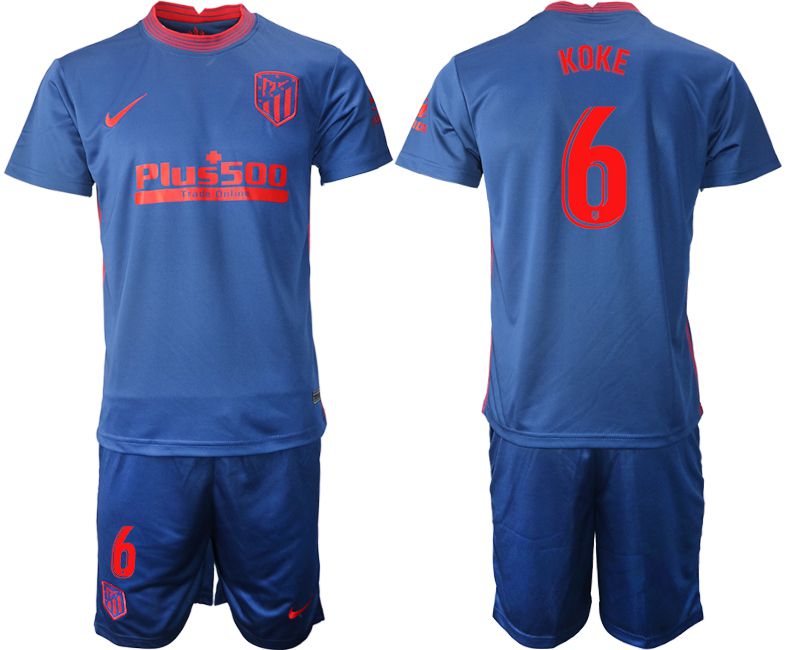 Men 2020-2021 club Atletico Madrid away #6 blue Soccer Jerseys